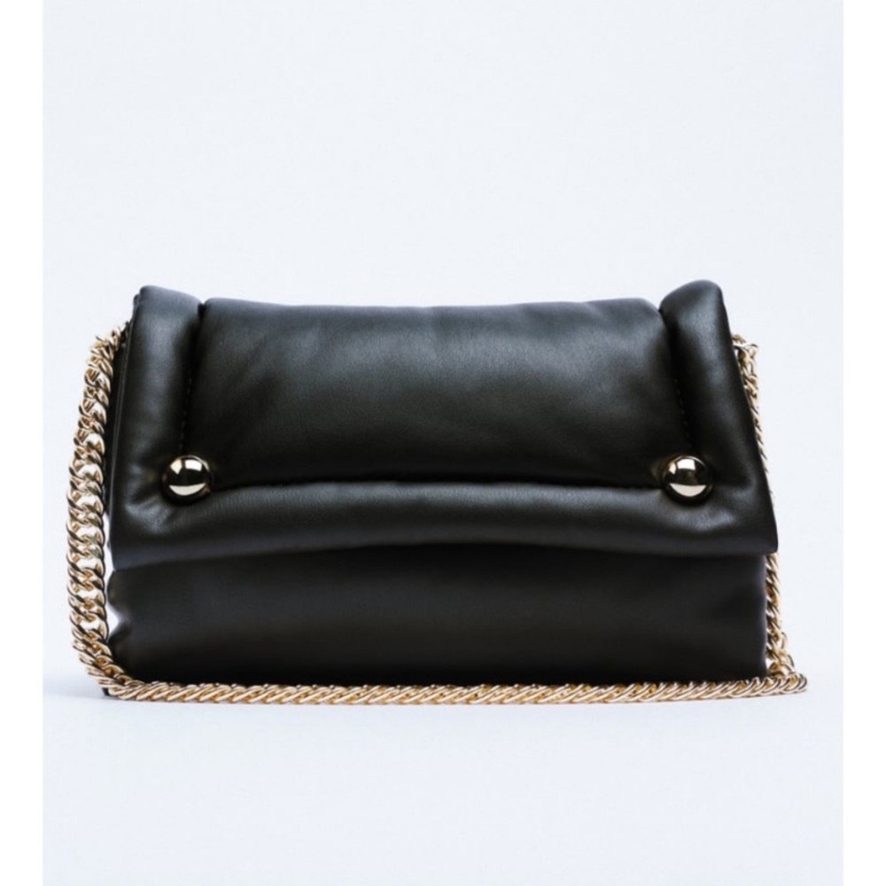 Zara Buttoned Quilted Gold Chain Shoulder Bag